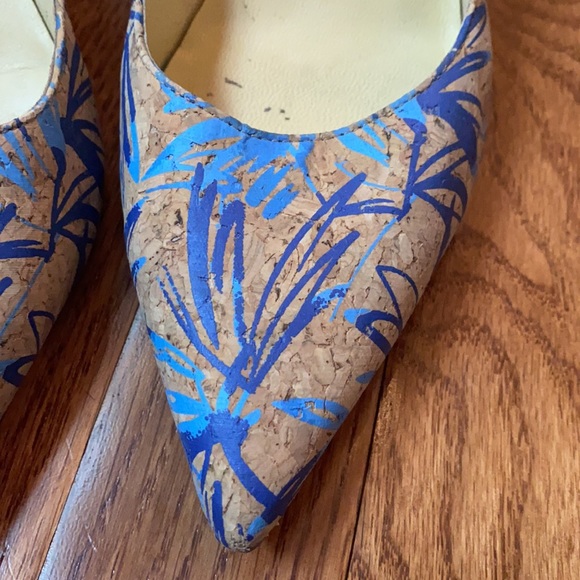 Blue pattern cork material heels - Picture 2 of 5